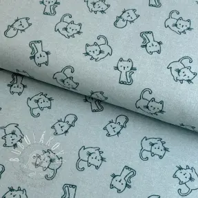 Bavlnená látka FLANNEL Cats mint