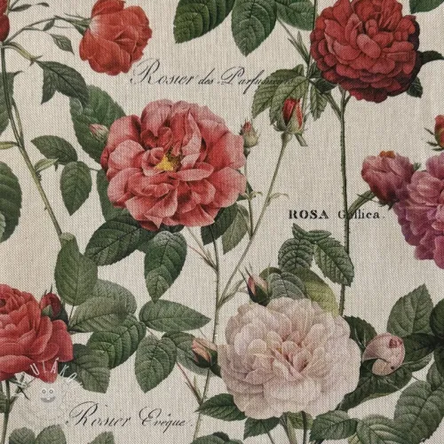 Dekoračná látka Linenlook premium Vintage Rose Garden digital print