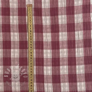 Dvojitá gázovina/mušelín Double sided CHECKS MINI rosewood