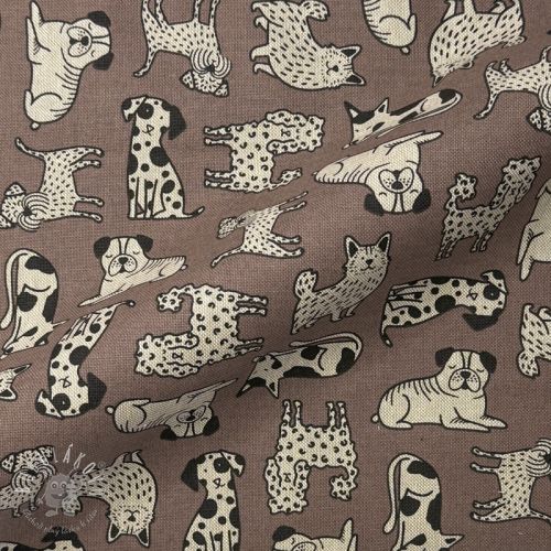 Dekoračná látka Linenlook premium Dog Wildlife Art