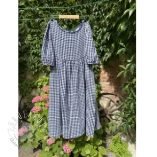 Dvojitá gázovina/mušelín Double sided CHECKS MINI navy