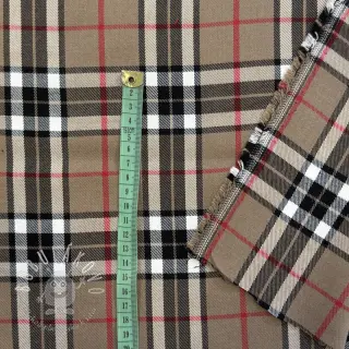 Tartan check camel
