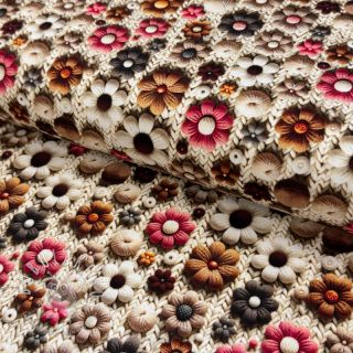 Úplet 3D Knitted Flowers design C digital print