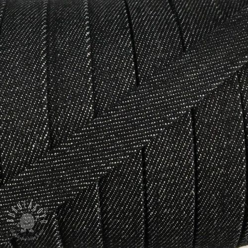 Bavlnená šnúra plochá 15 mm Denim black