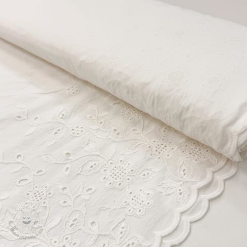 Bavlnená látka VOILE EMBROIDERY ONE-SIDE BORDER white