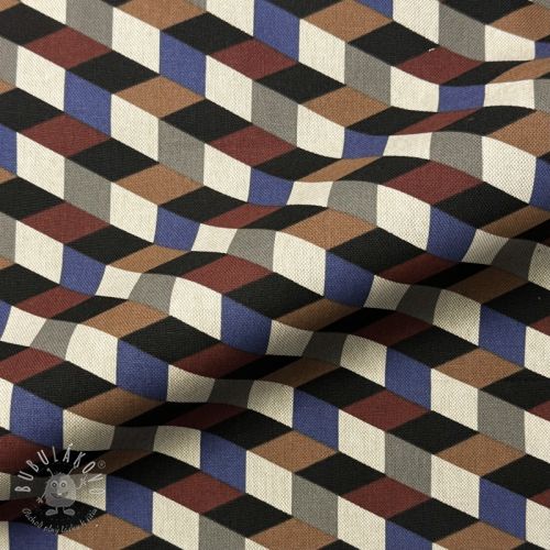 Dekoračná látka Linenlook premium Cube Illusion Art