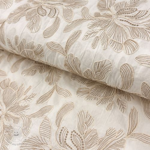 Bavlnená látka VOILE EMBROIDERY Kim off white