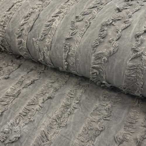 Bavlnená látka s ľanom Vintage Fringe Stripe grey