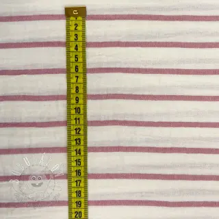 Dvojitá gázovina/mušelín YARN DYED Thin strip mauve