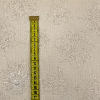 Dvojitá gázovina/mušelín EMBROIDERY Flowers natural washed