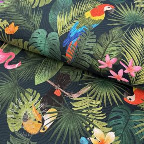 Dekoračná látka premium Tropical jungle bird digital print