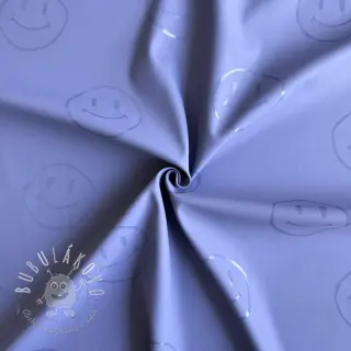 Látka na pršiplášť Happy faces purple