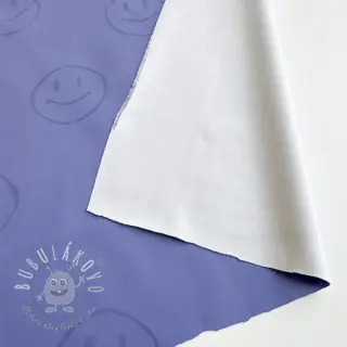 Látka na pršiplášť Happy faces purple