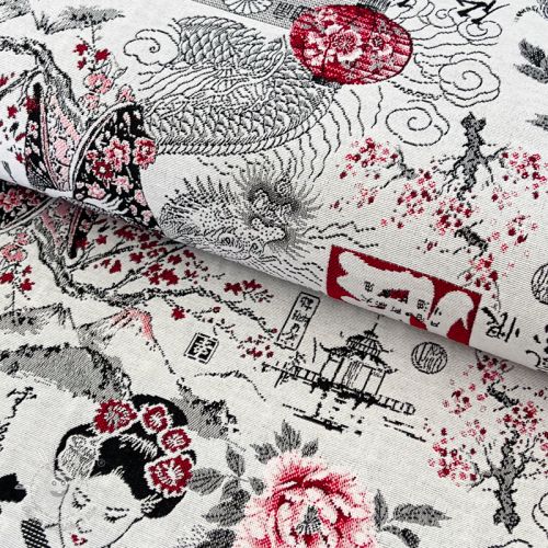 Dekoračná látka jacquard Akita blanc
