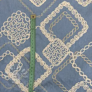 Bavlnená látka JEANS EMBROIDERY Square light blue