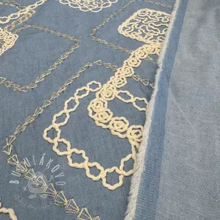 Bavlnená látka JEANS EMBROIDERY Square light blue
