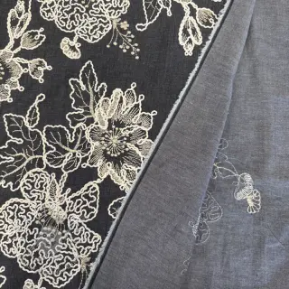 Bavlnená látka JEANS EMBROIDERY Bouquet black