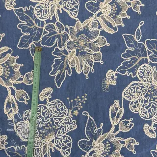 Bavlnená látka JEANS EMBROIDERY Bouquet blue