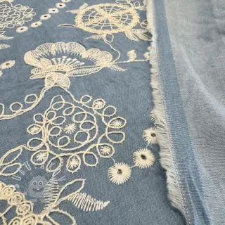 Bavlnená látka JEANS Embroidery Buttercup