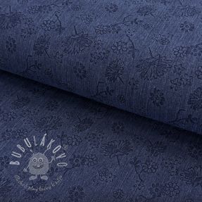 JEANS 9,5 OZ Embossed Flowers dark blue