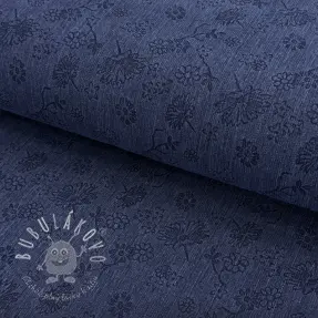 JEANS 9,5 OZ Embossed Flowers dark blue