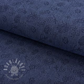 JEANS 9,5 OZ Embossed Flowers dark blue