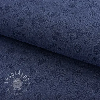 JEANS 9,5 OZ Embossed Flowers dark blue