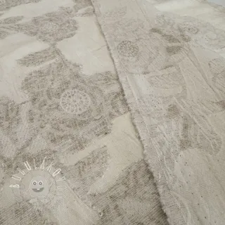 Bavlnená látka s ľanom JACQUARD Peony flowers