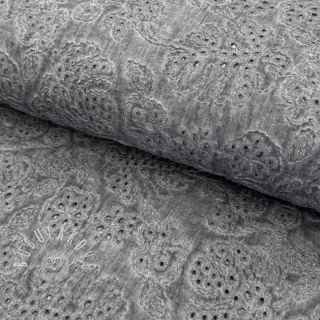 Bavlnená látka VOILE EMBROIDERY Vintage dark grey