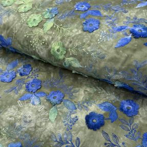 Bavlnená látka TIE DYE EMBROIDERY Poppy design B
