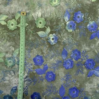 Bavlnená látka TIE DYE EMBROIDERY Poppy design B