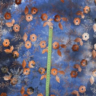 Bavlnená látka TIE DYE EMBROIDERY Poppy design D