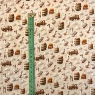 Dvojitá gázovina/mušelín Little farm animals design C digital print