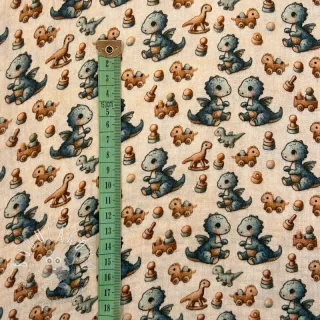 Dvojitá gázovina/mušelín Baby dino design B digital print