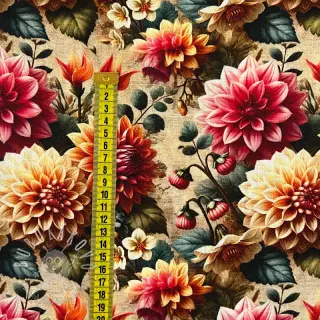 Viskóza s ľanom Rosalie design A digital print