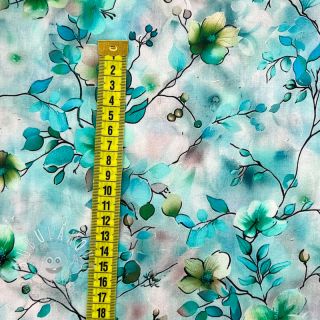 Viskóza RAYON POPLIN Bright flowers design E digital print