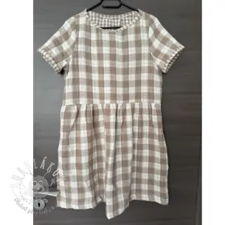 Dvojitá gázovina/mušelín Double sided CHECKS MINI sand