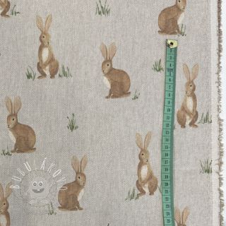Dekoračná látka Linenlook Aquarel Woodland Rabbit