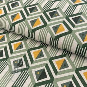 Dekoračná látka Linenlook Geometric Graphic Diamond soft green