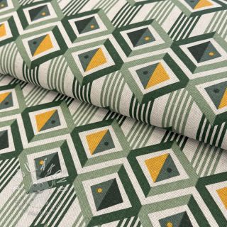 Dekoračná látka Linenlook Geometric Graphic Diamond soft green