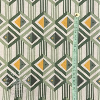 Dekoračná látka Linenlook Geometric Graphic Diamond soft green