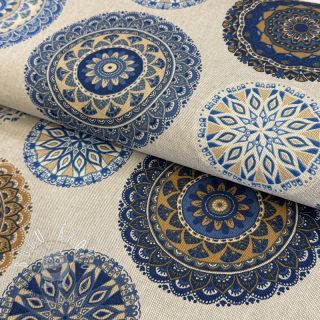 Dekoračná látka Linenlook Mandala Circle blue