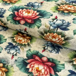 Viskóza s ľanom Clover design D digital print