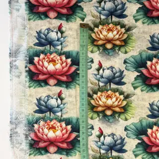 Viskóza s ľanom Clover design D digital print