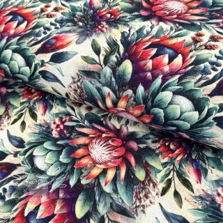 Viskóza s ľanom Azalea design D digital print