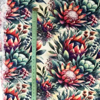Viskóza s ľanom Azalea design D digital print