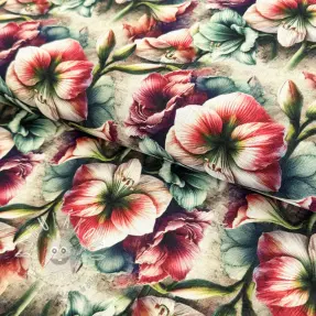 Viskóza s ľanom Azalea design A digital print