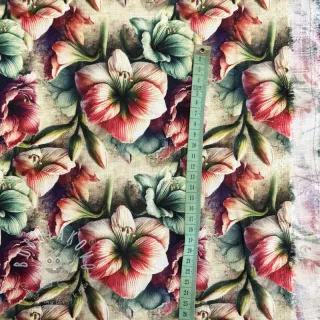 Viskóza s ľanom Azalea design A digital print