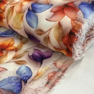 Viskóza RAYON POPLIN Leafs design D digital print