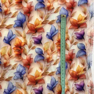 Viskóza RAYON POPLIN Leafs design D digital print